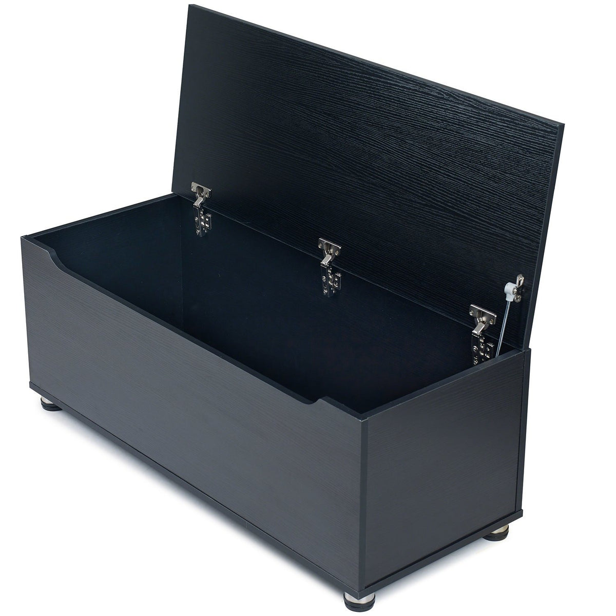 Malle de rangement en Bois Noire - Malle avec couvertures - Coffre a jouet - Laura James