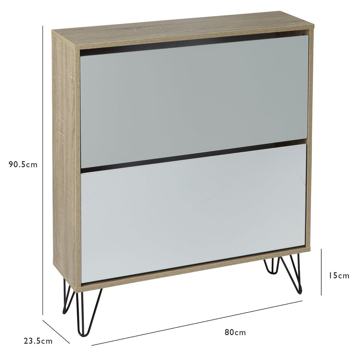 Anderson - Meuble à Chaussures - 2 Portes - Effet Chêne et Gris - laura james