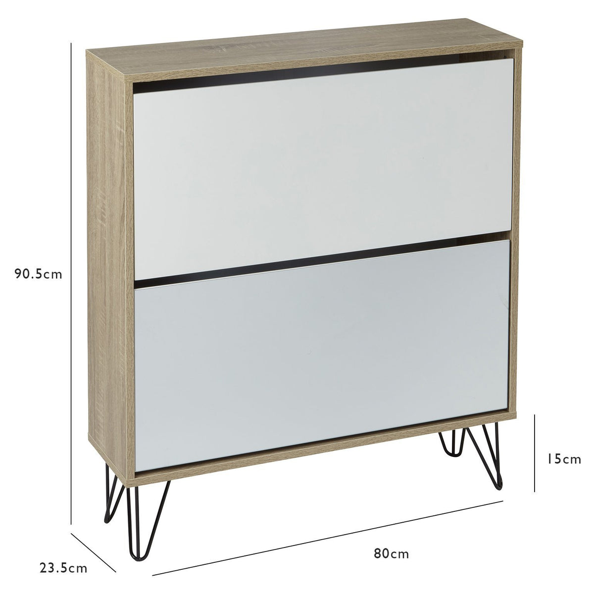 Anderson - Meuble à Chaussures - 2 Portes - Effet Chêne et Blanc - laura james