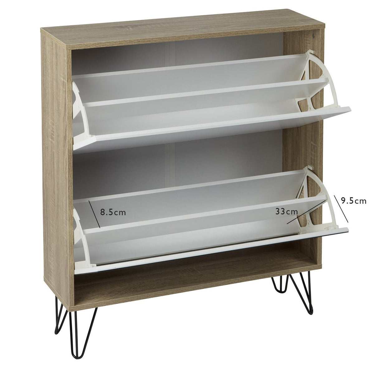 Anderson - Meuble à Chaussures - 2 Portes - Effet Chêne et Blanc - laura james