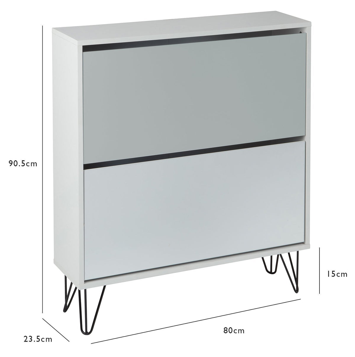 Anderson - Meuble à Chaussures - 2 Portes - Blanc et Gris - laura james