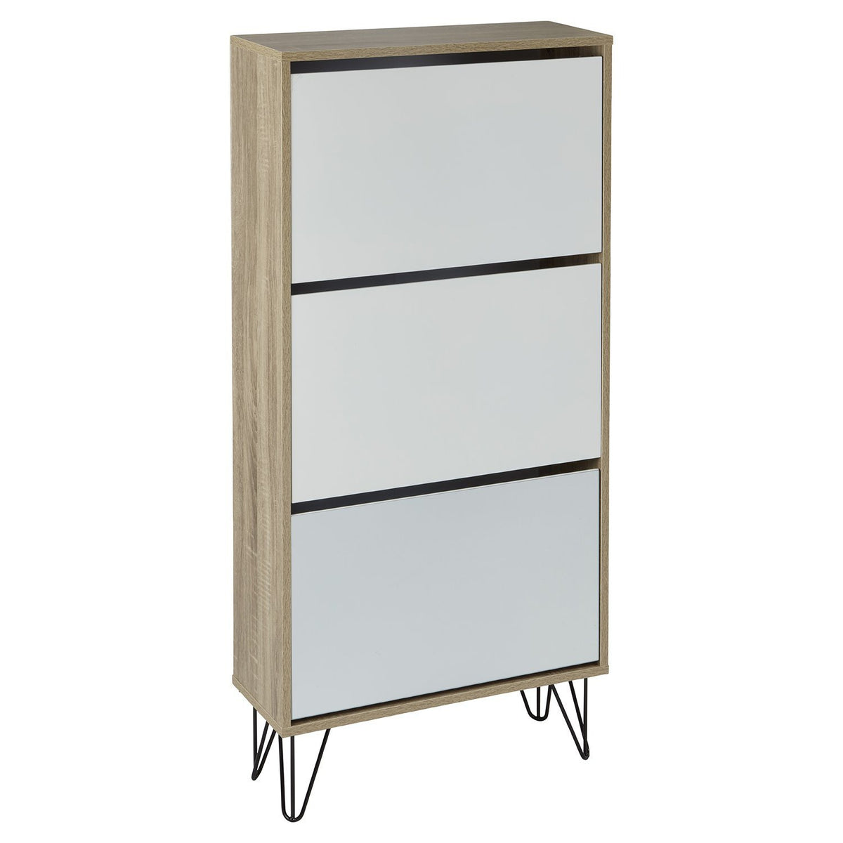 Anderson - Meuble à Chaussures - 3 portes - effet chêne et blanc - laura james