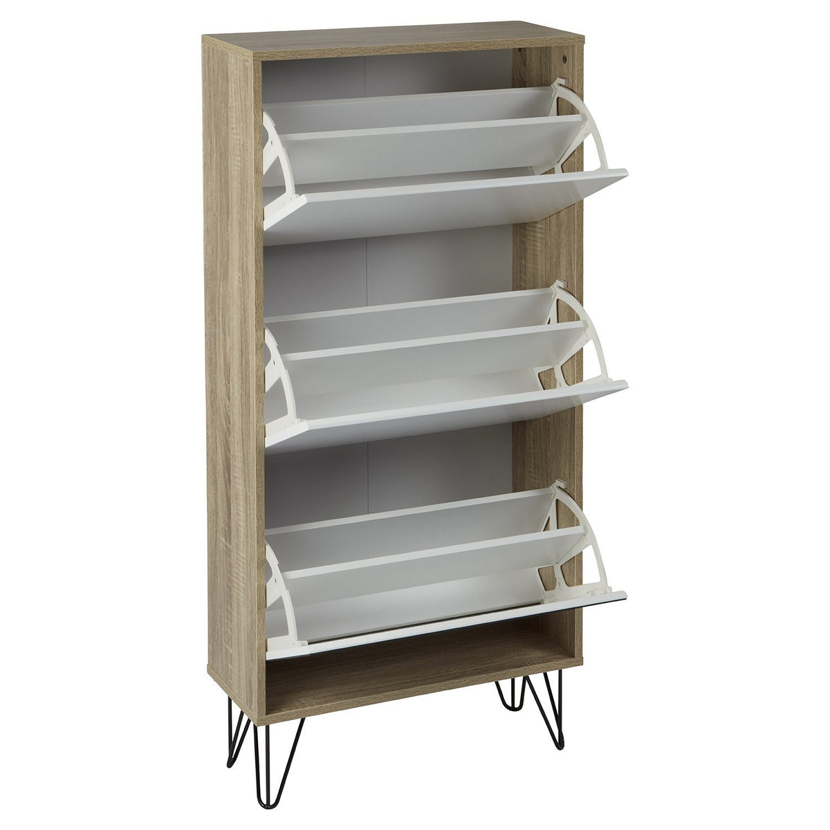 Anderson - Meuble à Chaussures - 3 portes - effet chêne et blanc - laura james