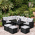 Aston Rattan Corner Sofa Set - 9 Seater - Black