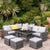 Aston Rattan Corner Sofa Set - 9 Seater - Grey