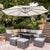 Aston rattan corner sofa set - cream lean over parasol - 9 seater - grey