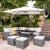 Aston rattan corner sofa set - cream LED cantilever parasol - 9 seater - grey