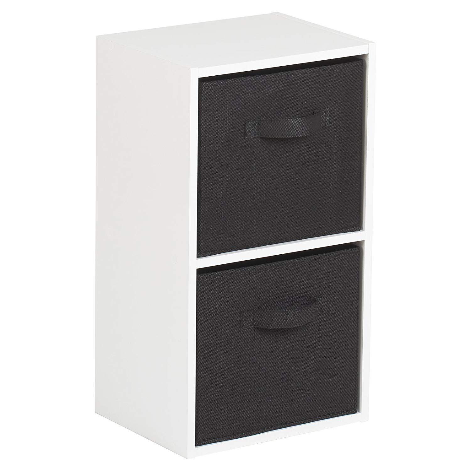 Cube de Rangement à 2 Niveaux avec Paniers Noirs