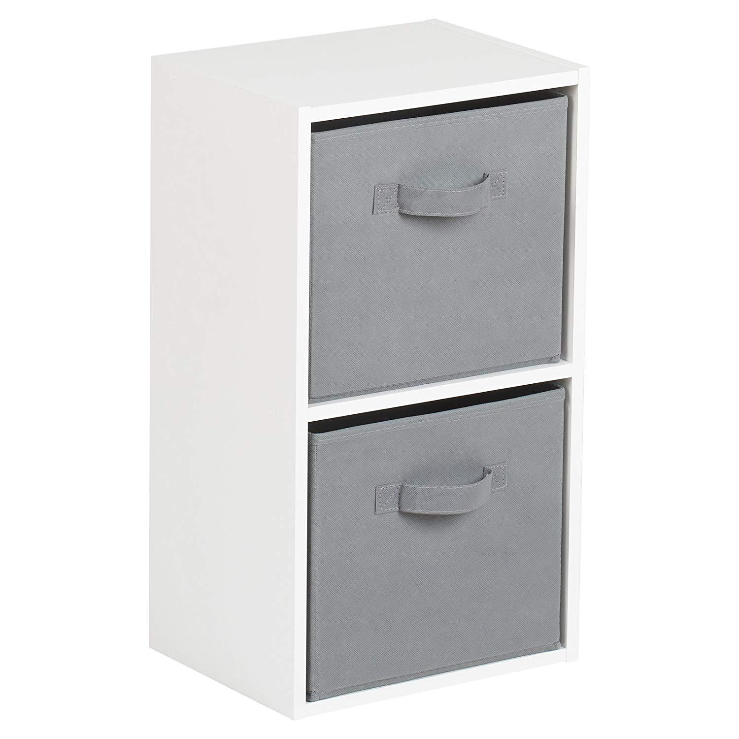 Cube de Rangement à 2 Niveaux avec Paniers Gris