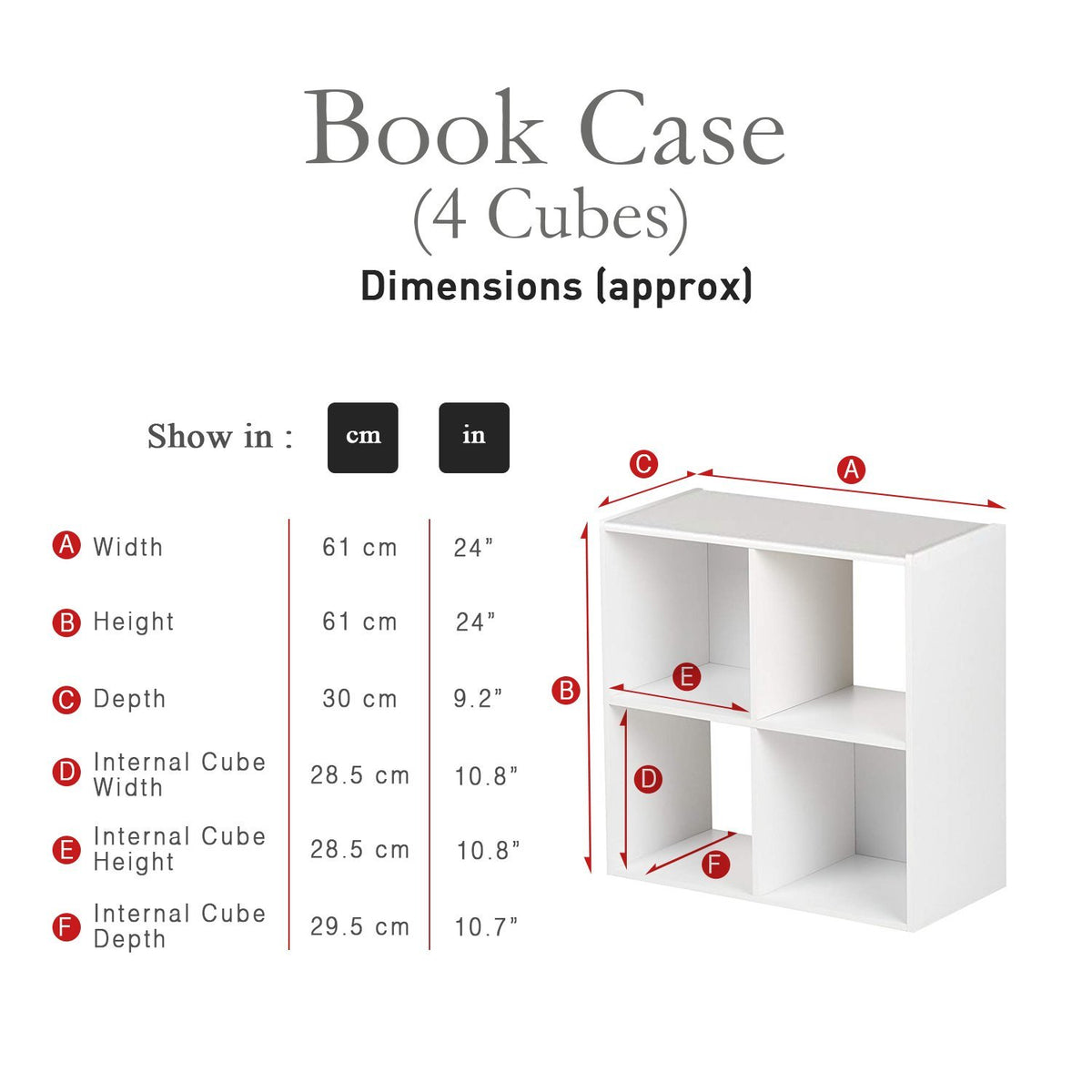 Biblioth¨¨que Blanche en Bois avec 4 ?tag¨¨res de Rangement (sans panier)