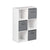 Bibliothèque en Bois Blanche 6 Compartiments et Tiroirs en Tissus Pliables (Tiroir Gris) - Laura James
