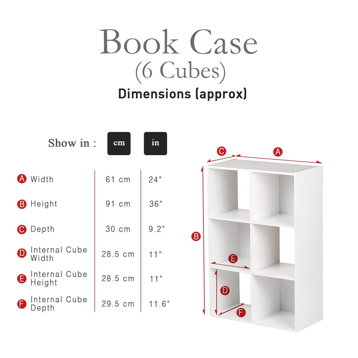 Bibliothèque en Bois Blanche 6 Compartiments et Tiroirs en Tissus Pliables (Tiroir rose) - Laura James