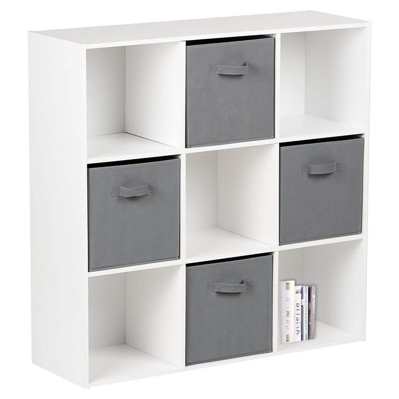 Biblioth¨¨que ¨¤ 9 cubes et 4 tiroirs gris