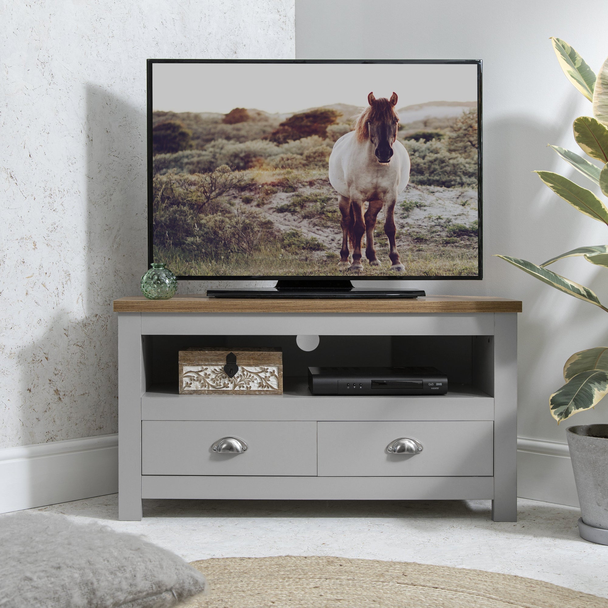 Meuble TV D'angle Gris Bampton