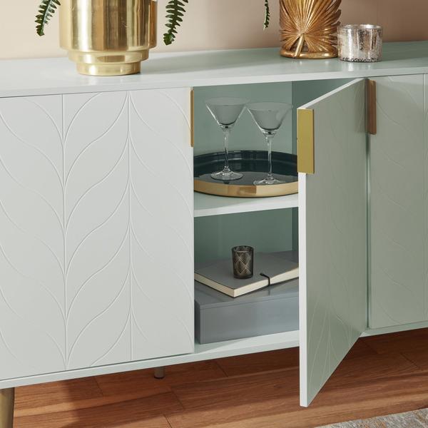 Buffet Gloria - 3 portes - Vert sauge et laiton | Laura James