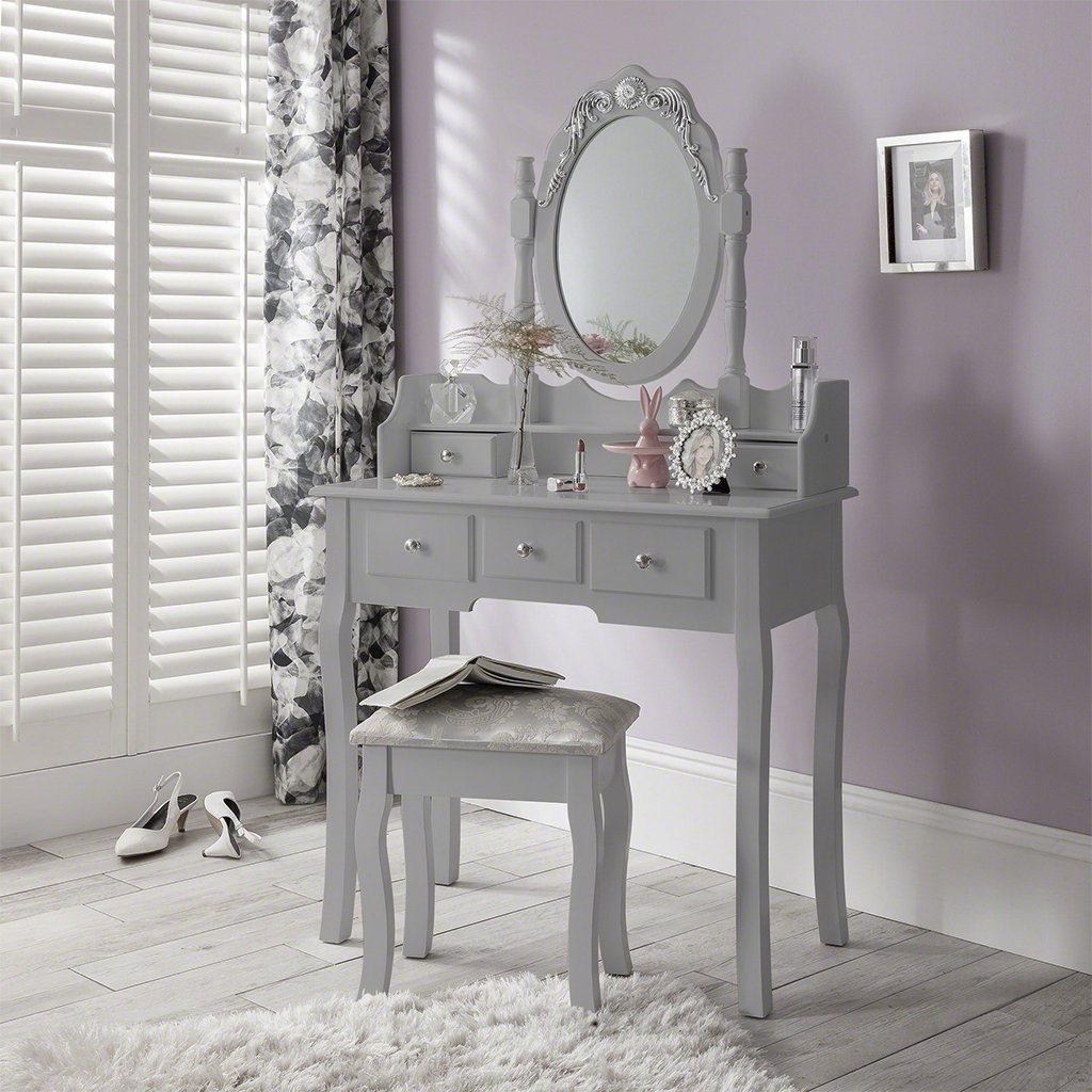 Coiffeuse Capri avec tabouret et miroir 