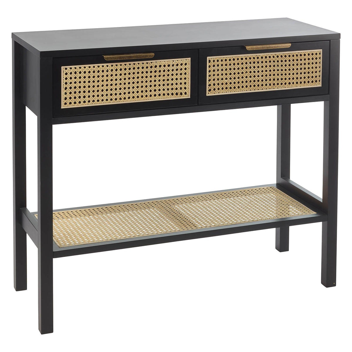 Charlie - Table Console - Tiroirs en Cannage - Noir - laura james