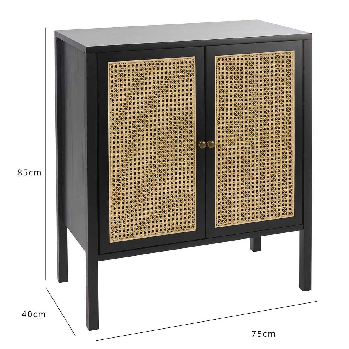 Charlie - Petit Buffet en Cannage - Noir