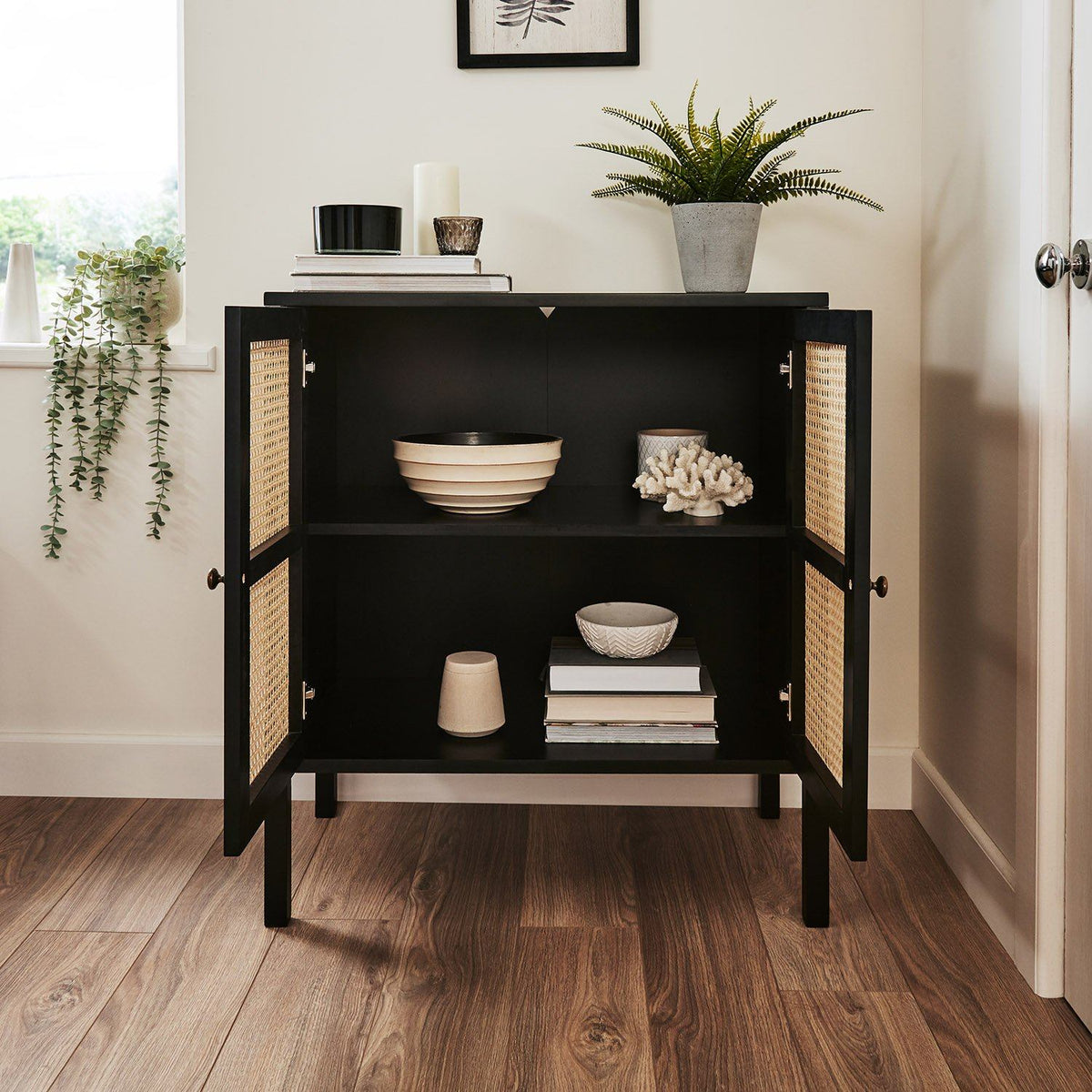 Charlie - Petit Buffet en Cannage - Noir