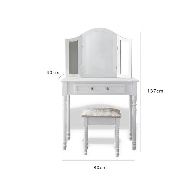 Coiffeuse Sienna Blanche avec Tabouret et Miroir
