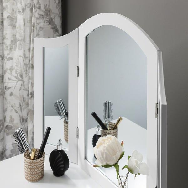 Coiffeuse Sienna Blanche avec Tabouret et Miroir