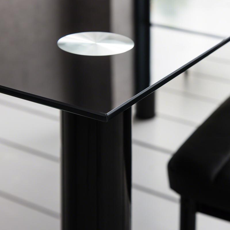 Ensemble de table à manger en verre et 6 chaises noires