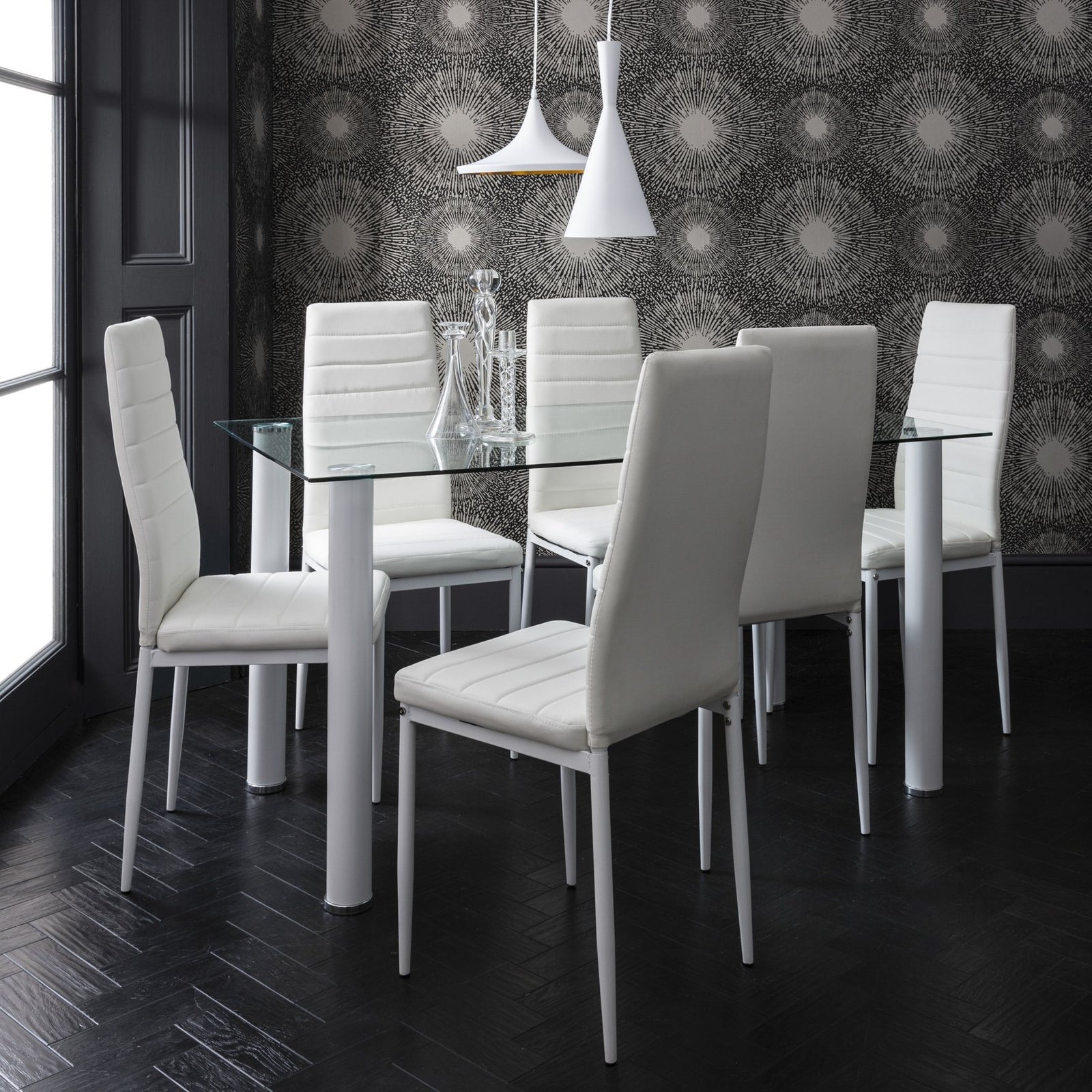 Table a manger et chaises blanches - Ensemble 6 places - Laura James