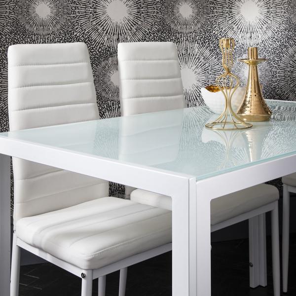 Table de salle a manger et chaises blanches - ensemble 4 places - Laura James