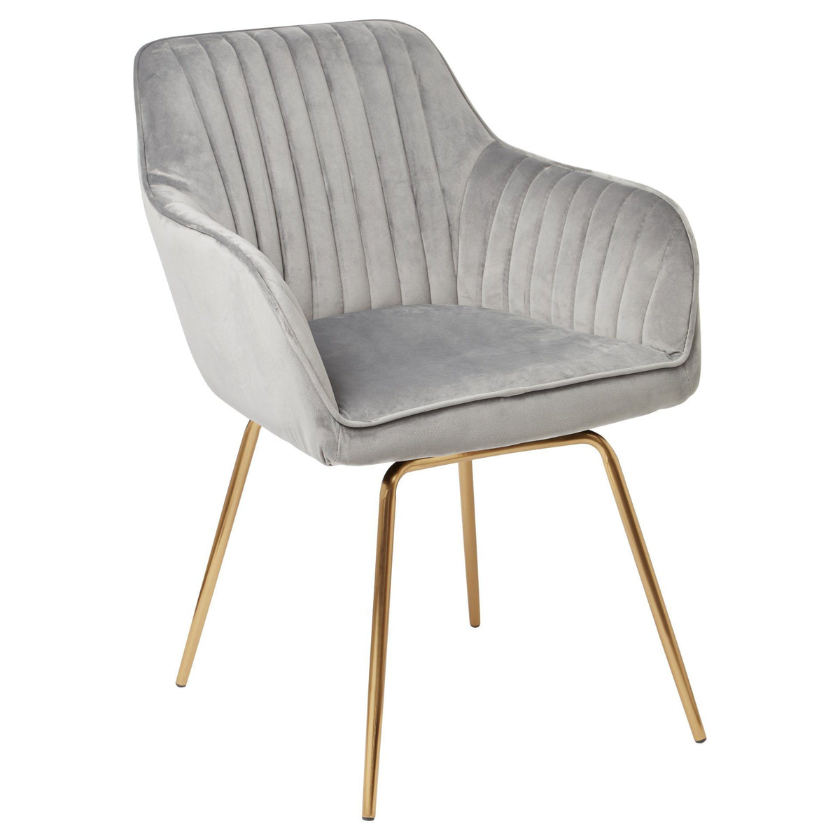 Chaise Pivotante Darcy - Velours - Gris et Laiton
