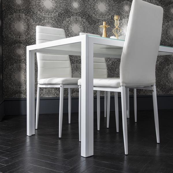Table de salle a manger et chaises blanches - ensemble 4 places - Laura James