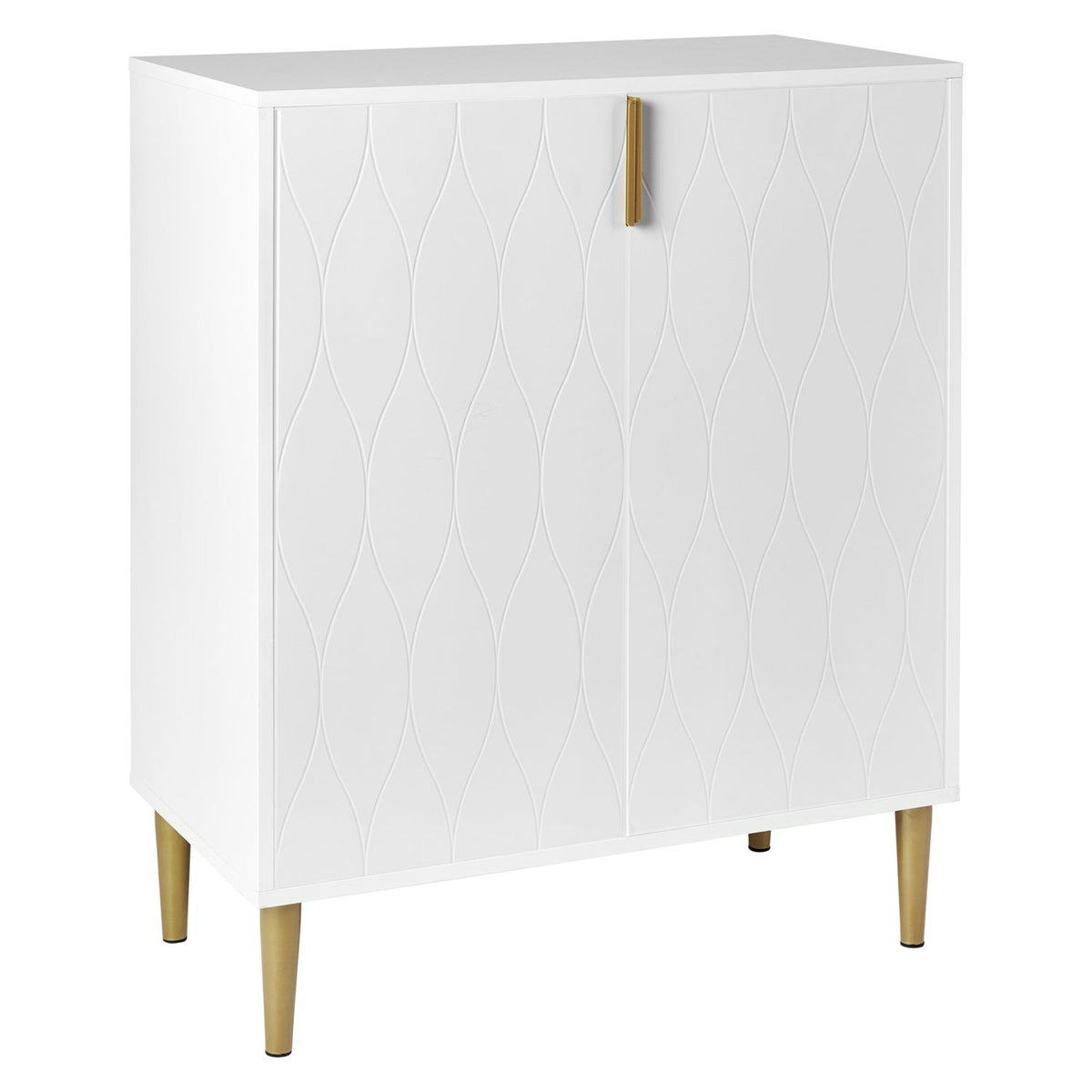 Armoire basse Gloria - 2 portes - Blanc et Laiton | Laura James