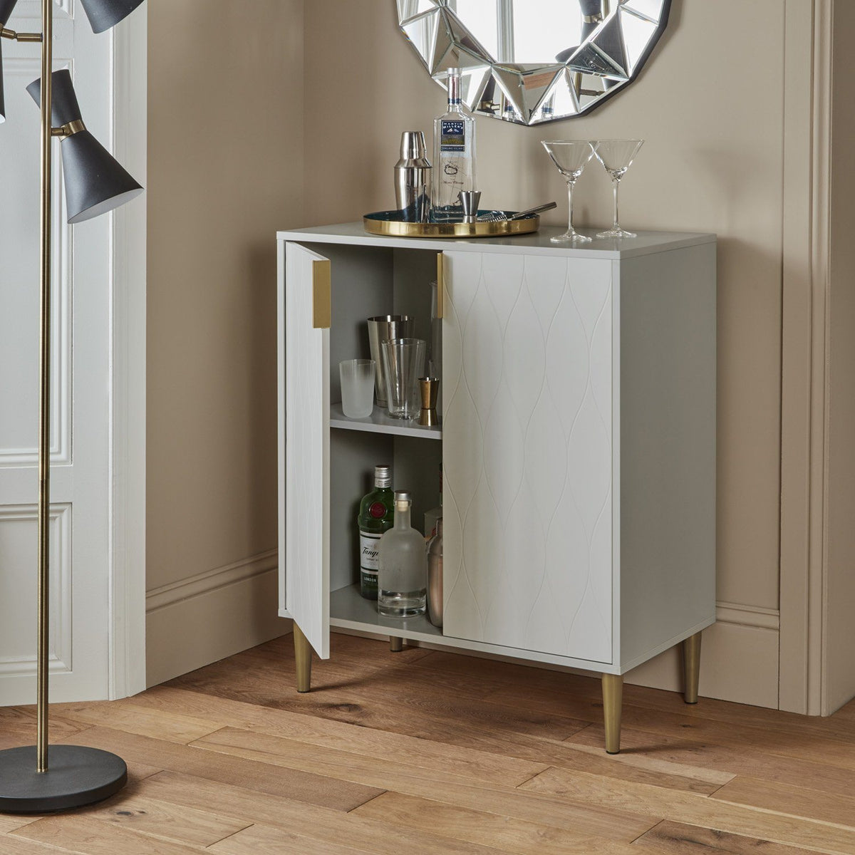 Petit buffet Gloria - 2 portes - Gris et Laiton | Laura James