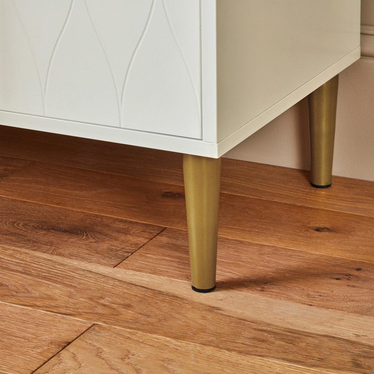 Armoire basse Gloria - 2 portes - Blanc et Laiton | Laura James