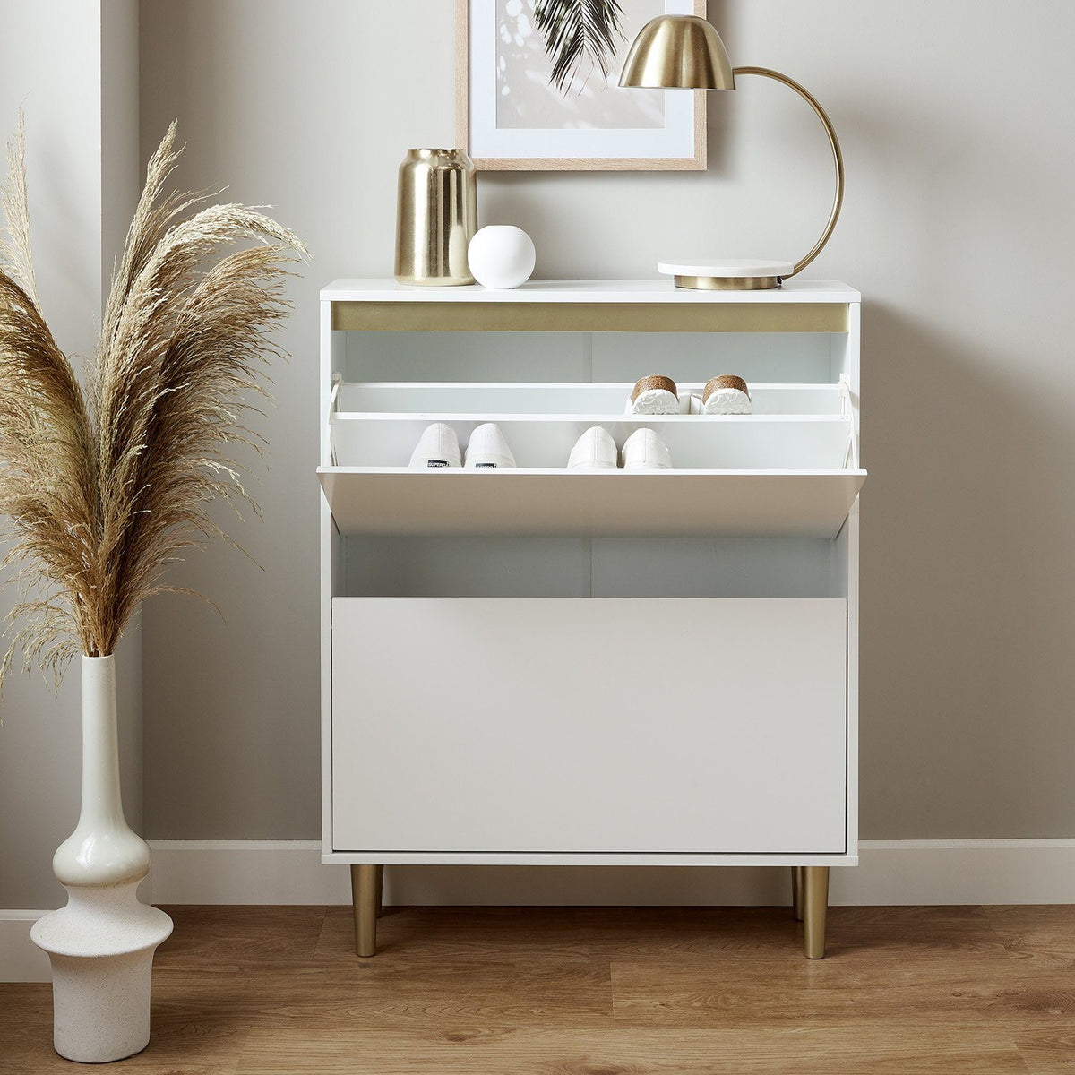 Iliana - Meuble à Chaussures - 2 Portes - Blanc - laura james