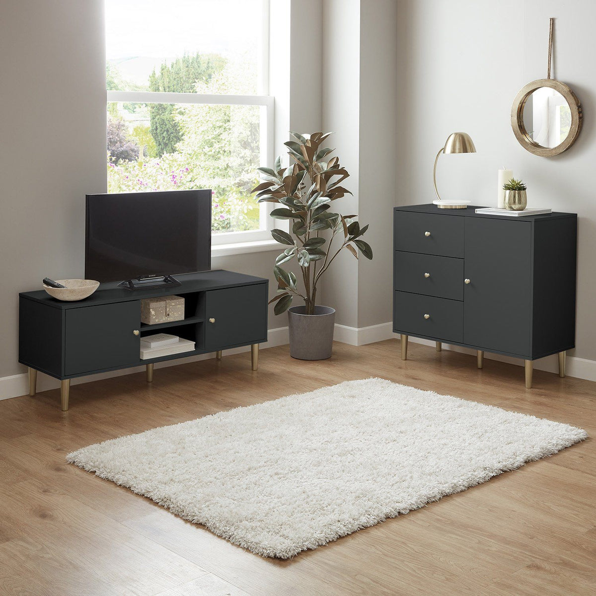Iliana - Meuble TV - Gris Anthracite - laura james
