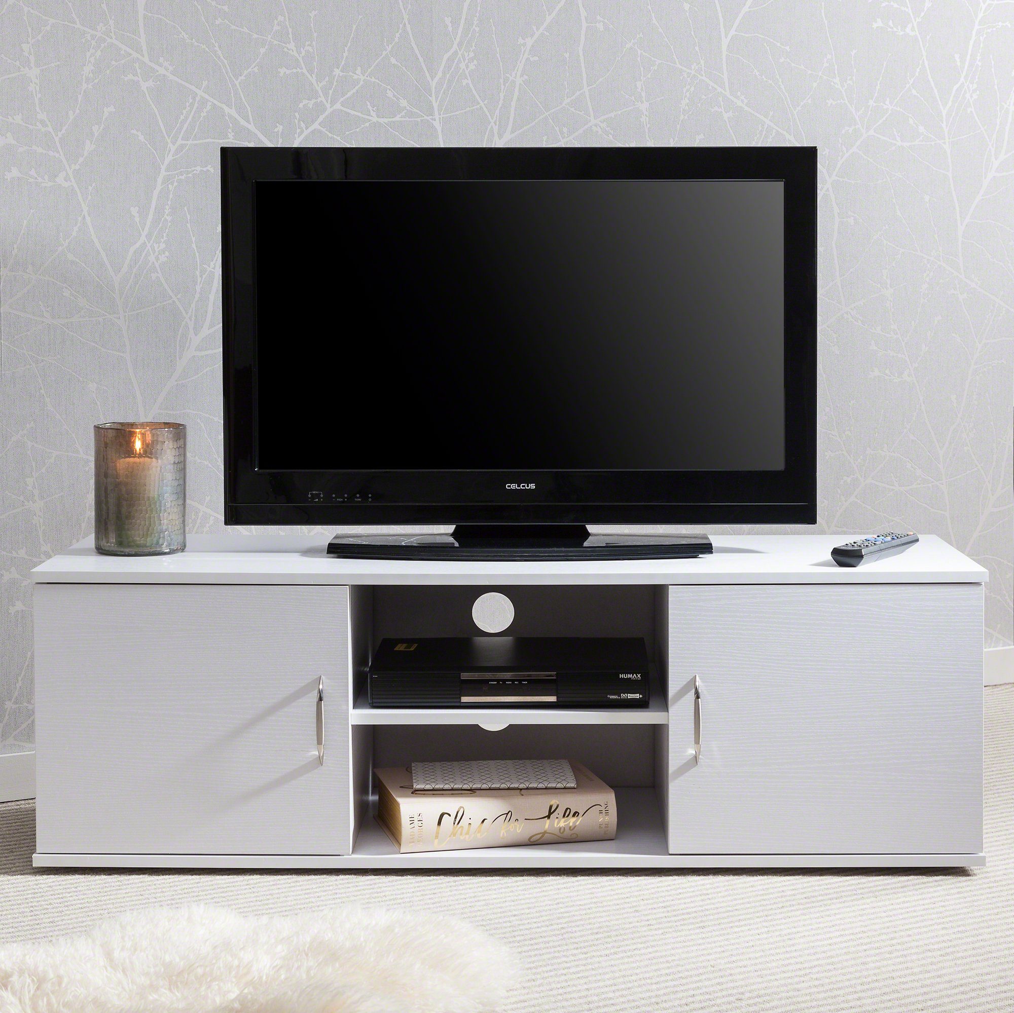 Meuble TV Blanc avec Stockage - Laura James