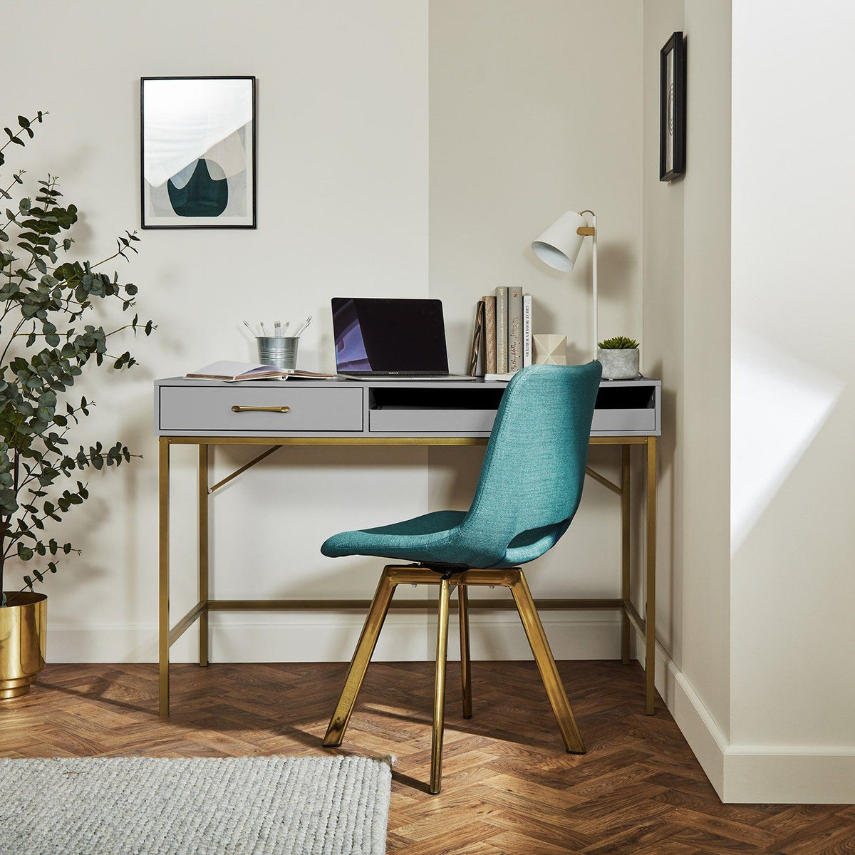 Bureau en Bois et Métal- Marie - Gris - laura james