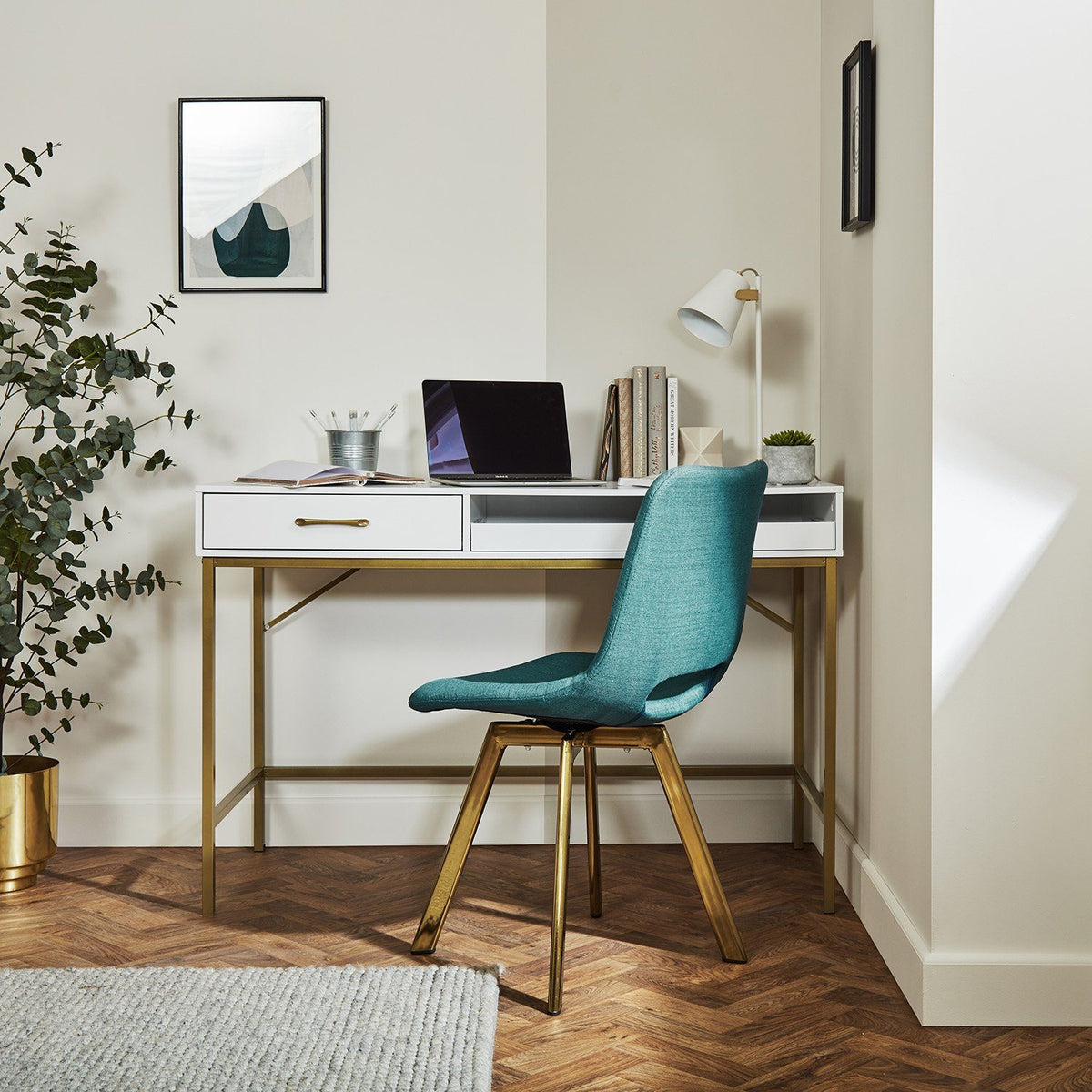 Bureau - Marie - blanc et laiton | Laura James