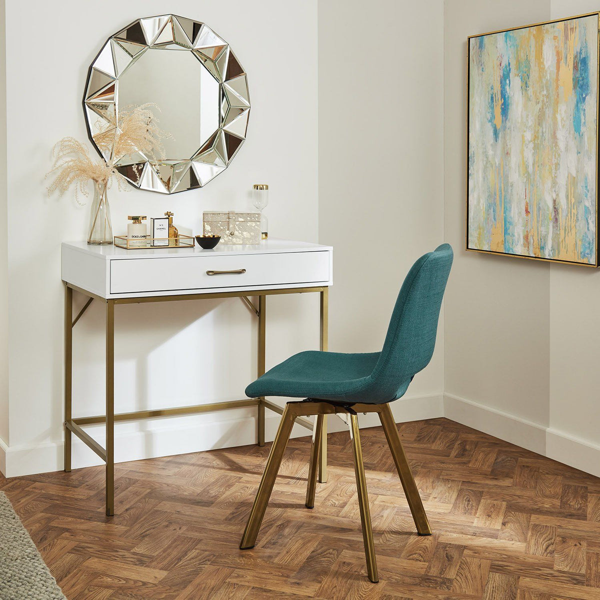 Petit Bureau - Marie - blanc et laiton | Laura James