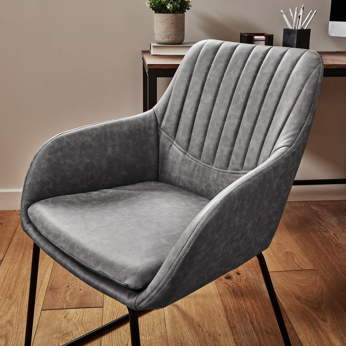 Fauteuil de Bureau en Simili Cuir - Sheffield - Gris- laura james