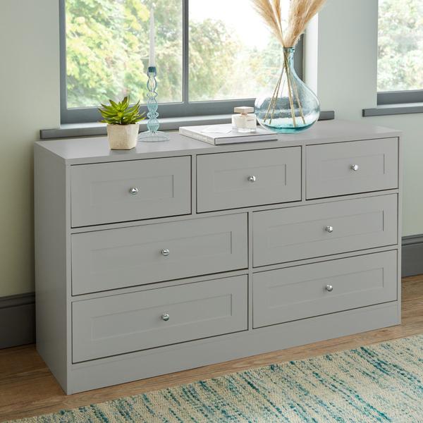 Commode Stevie - 7 Tiroirs - Gris