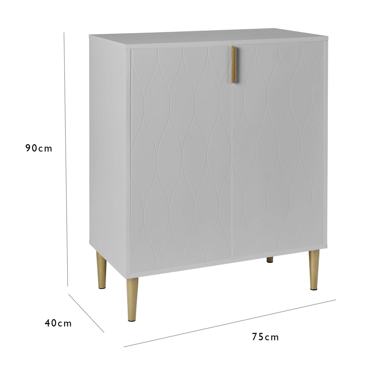 Petit buffet Gloria - 2 portes Gris et Laiton