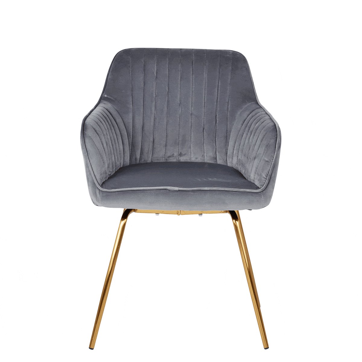 Chaise Pivotante Darcy - Velours - Gris et Laiton