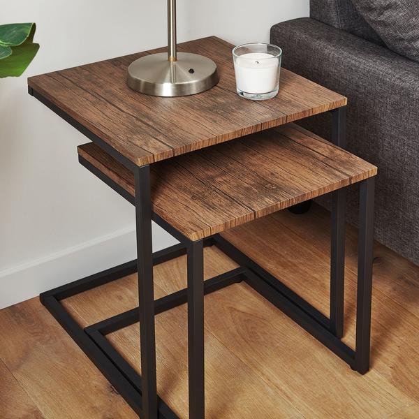 Tables Gigognes Industrielles - Sheffield - Effet Bois et Métal