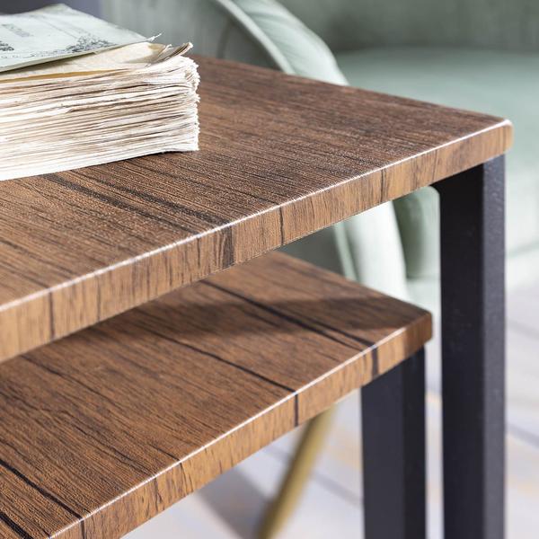 Tables Gigognes Industrielles - Sheffield - Effet Bois et Métal