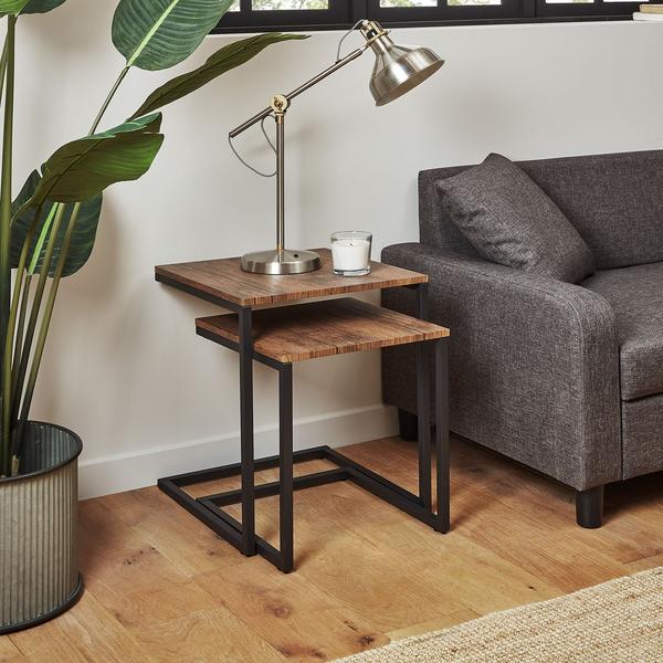 Tables Gigognes Industrielles - Sheffield - Effet Bois et Métal